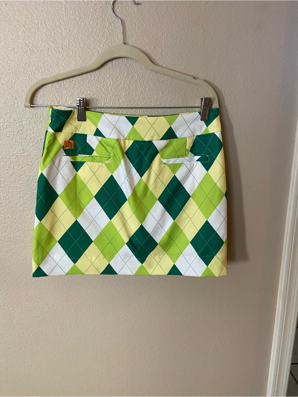 Loudmouth Argyle Mini Skort in Lime, Green & White
